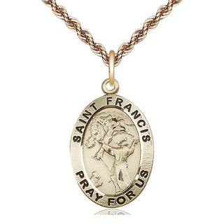 14kt Gold Filled Saint Francis of Assisi Medal Catholic Jewelry Engraved Catholic Saint Jewelry
