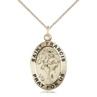 14kt Gold Saint Francis of Assisi Medal Engraved Catholic Saint Jewelry
