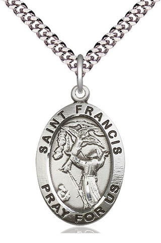 Pewter Saint Francis of Assisi Medal Catholic Jewelry Engraved Catholic Saint Jewelry