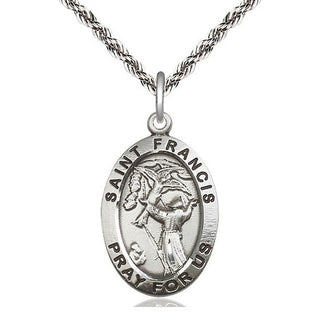 Sterling Silver Saint Francis of Assisi Medal Catholic Jewelry Engraved Catholic Saint Jewelry