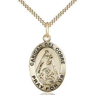 14kt Gold Filled Caridad del Cobre Medal Catholic Jewelry Engraved Catholic Saint Jewelry