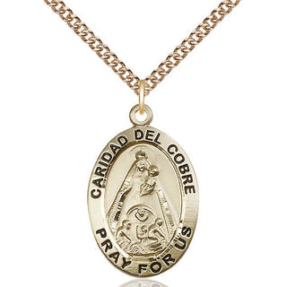 14kt Gold Filled Caridad del Cobre Medal Catholic Jewelry Engraved Catholic Saint Jewelry