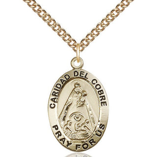 14kt Gold Filled Caridad del Cobre Medal Catholic Jewelry Engraved Catholic Saint Jewelry