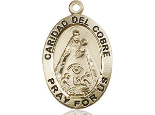 14kt Gold Caridad del Cobre Medal Engraved Catholic Saint Jewelry
