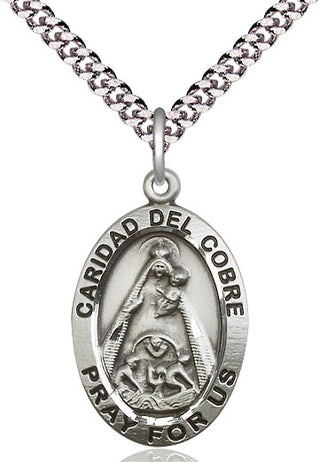 Sterling Silver Caridad del Cobre Medal Catholic Jewelry Engraved Catholic Saint Jewelry