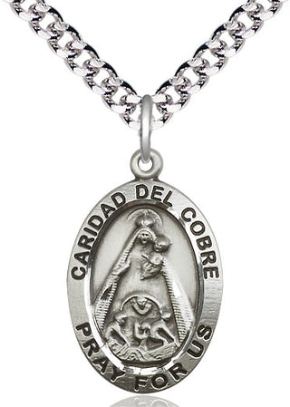 Sterling Silver Caridad del Cobre Medal Catholic Jewelry Engraved Catholic Saint Jewelry