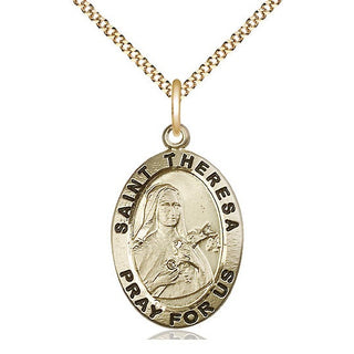 14kt Gold Filled Saint Theresa Medal Catholic Jewelry Engraved Catholic Saint Jewelry