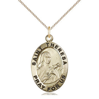 14kt Gold Filled Saint Theresa Medal Catholic Jewelry Engraved Catholic Saint Jewelry