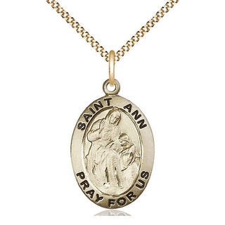 14kt Gold Filled Saint Ann Medal Catholic Jewelry Engraved Catholic Saint Jewelry