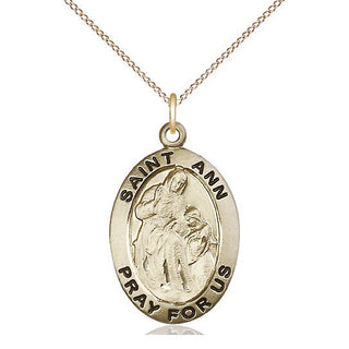 14kt Gold Filled Saint Ann Medal Catholic Jewelry Engraved Catholic Saint Jewelry
