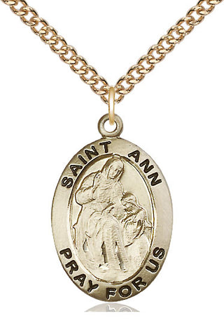 14kt Gold Filled Saint Ann Medal Catholic Jewelry Engraved Catholic Saint Jewelry