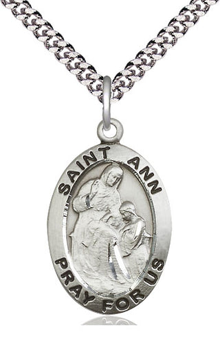 Sterling Silver Saint Ann Medal Catholic Jewelry Engraved Catholic Saint Jewelry