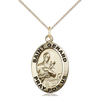 14kt Gold Saint Gerard Medal Engraved Catholic Saint Jewelry