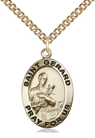 14kt Gold Saint Gerard Medal Engraved Catholic Saint Jewelry
