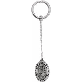 Sterling Silver 29x20 mm Saint Christopher Key Chain 