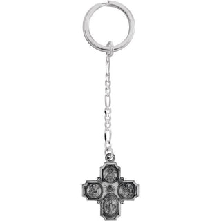 Sterling Silver 30x29 mm Four-Way Medal Key Chain