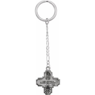 Sterling Silver 30x29 mm Four-Way Medal Key Chain