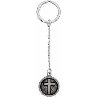 Sterling Silver 23 mm Cross Key Chain