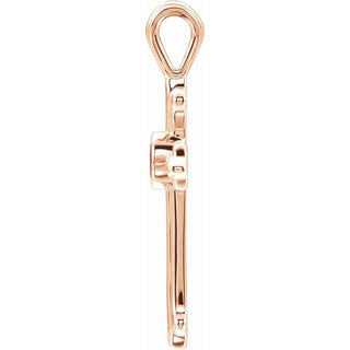 14K Rose Natural Ruby Cross Pendant