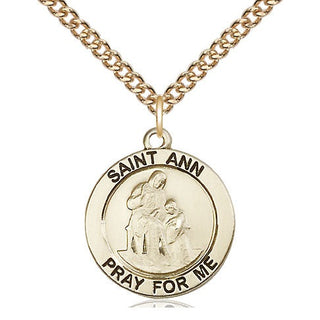 14kt Gold Filled Saint Ann Medal Religious Jewelry Engraved Catholic Saint Jewelry