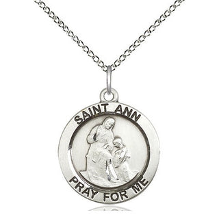 Sterling Silver Saint Ann Medal Religious Jewelry Engraved Catholic Saint Jewelry