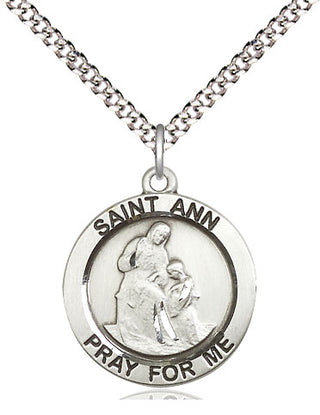 Sterling Silver Saint Ann Medal Religious Jewelry Engraved Catholic Saint Jewelry