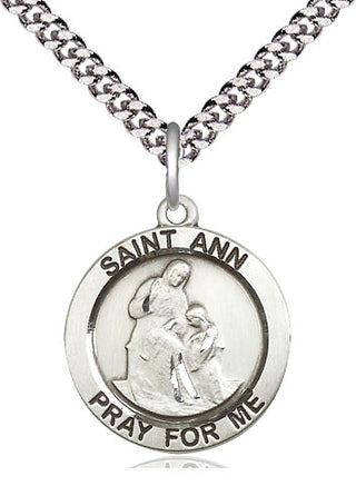 Sterling Silver Saint Ann Medal Religious Jewelry Engraved Catholic Saint Jewelry