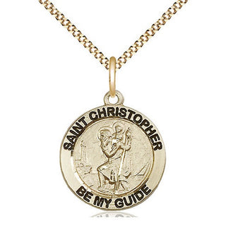 14kt Gold Filled Saint Christopher Medal Religious Jewelry Engraved Catholic Saint Jewelry