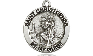 Pewter Saint Christopher Medal Engraved Catholic Saint Jewelry
