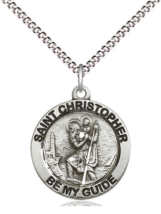 Pewter Saint Christopher Medal Religious Jewelry Engraved Catholic Saint Jewelry