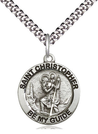 Sterling Silver Saint Christopher Medal Religious Jewelry Engraved Catholic Saint Jewelry
