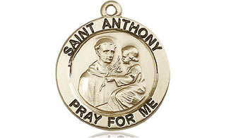 14kt Gold Saint Anthony of Padua Medal Engraved Catholic Saint Jewelry