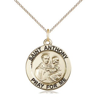14kt Gold Saint Anthony of Padua Medal Engraved Catholic Saint Jewelry