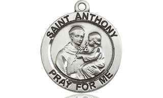 Pewter Saint Anthony of Padua Medal Engraved Catholic Saint Jewelry