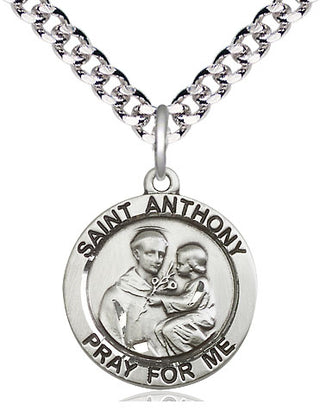 Pewter Saint Anthony of Padua Medal Religious Jewelry Engraved Catholic Saint Jewelry