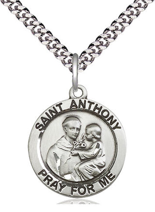 Pewter Saint Anthony of Padua Medal Religious Jewelry Engraved Catholic Saint Jewelry