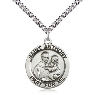 Sterling Silver Saint Anthony of Padua Medal Religious Jewelry Engraved Catholic Saint Jewelry