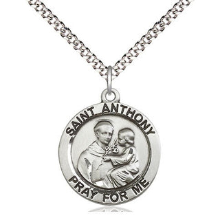 Sterling Silver Saint Anthony of Padua Medal Religious Jewelry Engraved Catholic Saint Jewelry