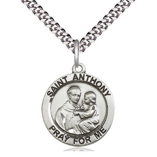 Sterling Silver Saint Anthony of Padua Medal Religious Jewelry Engraved Catholic Saint Jewelry