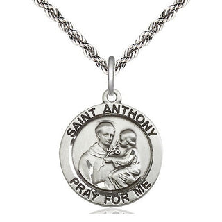 Sterling Silver Saint Anthony of Padua Medal Religious Jewelry Engraved Catholic Saint Jewelry