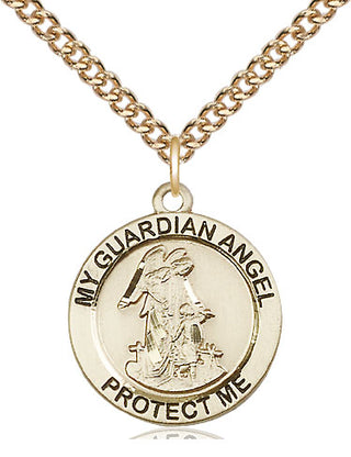 14kt Gold Filled Guardian Angel Medal Religious Jewelry Engraved Catholic Saint Jewelry
