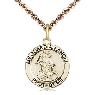14kt Gold Filled Guardian Angel Medal Religious Jewelry Engraved Catholic Saint Jewelry