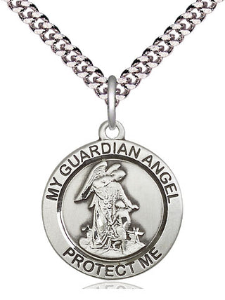 Pewter Guardian Angel Medal Religious Jewelry Engraved Catholic Saint Jewelry