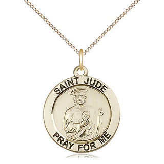 14kt Gold Saint Jude Medal Engraved Catholic Saint Jewelry