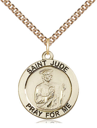 14kt Gold Saint Jude Medal Engraved Catholic Saint Jewelry