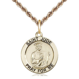 14kt Gold Saint Jude Medal Engraved Catholic Saint Jewelry