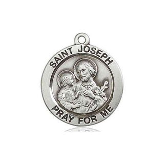 Sterling Silver Saint Joseph Medal Religious Jewelry Engraved Catholic Saint Jewelry