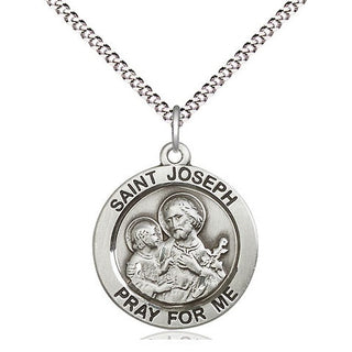 Sterling Silver Saint Joseph Medal Religious Jewelry Engraved Catholic Saint Jewelry