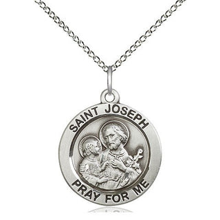 Sterling Silver Saint Joseph Medal Religious Jewelry Engraved Catholic Saint Jewelry