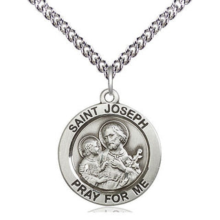 Sterling Silver Saint Joseph Medal Religious Jewelry Engraved Catholic Saint Jewelry